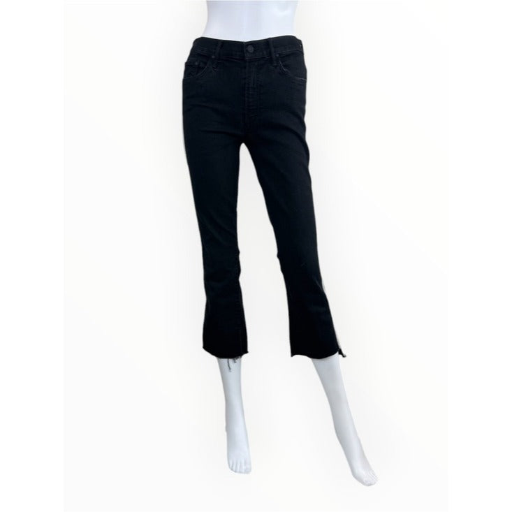 MOTHER Black Insider Crop Step Fray Jeans Size 27