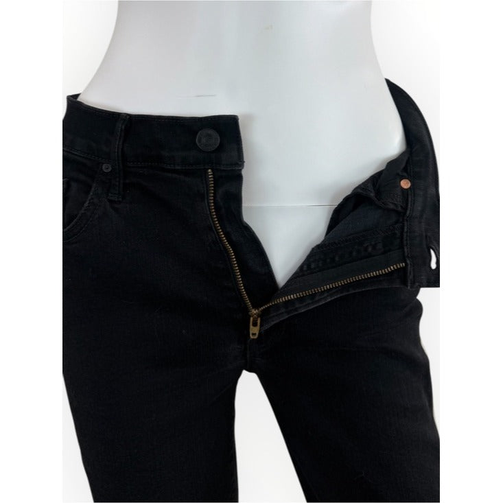 MOTHER Black Insider Crop Step Fray Jeans Size 27