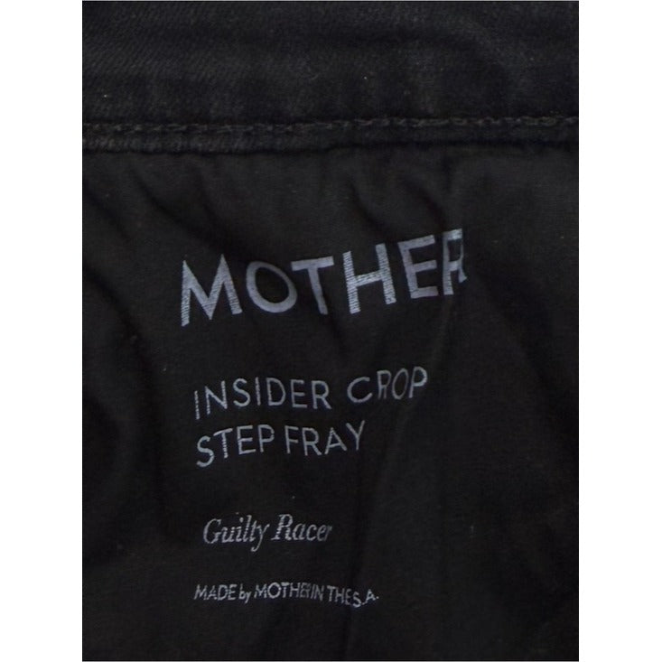 MOTHER Black Insider Crop Step Fray Jeans Size 27