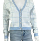 French Connection Blue Plaid Sweater Cardigan Size S