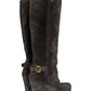 PRADA Brown Suede Wedge Knee Boots Size 7