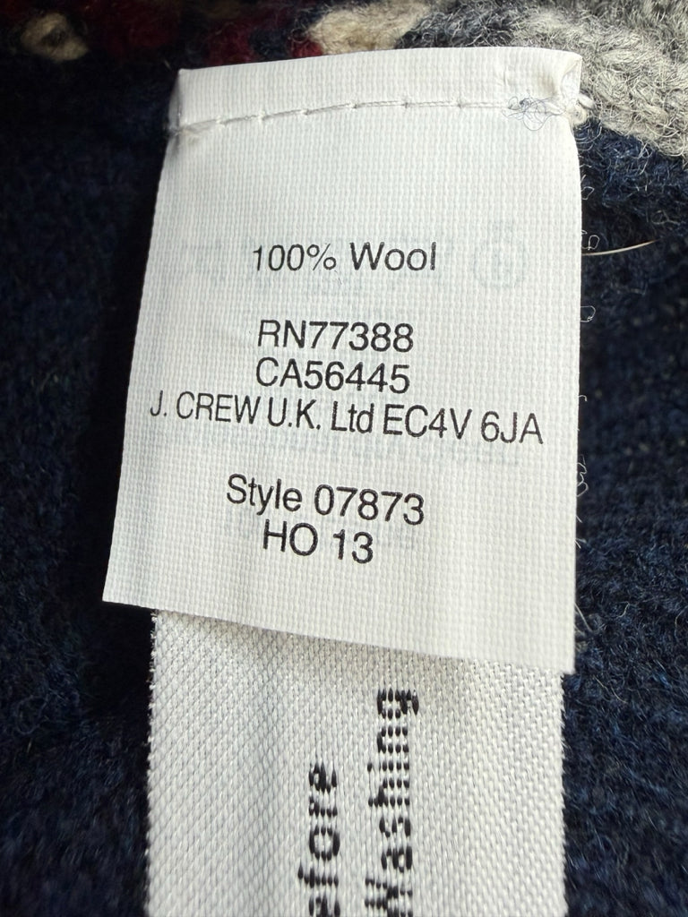 J. Crew Navy Jeweled Fair Isle Wool Sweater Size L