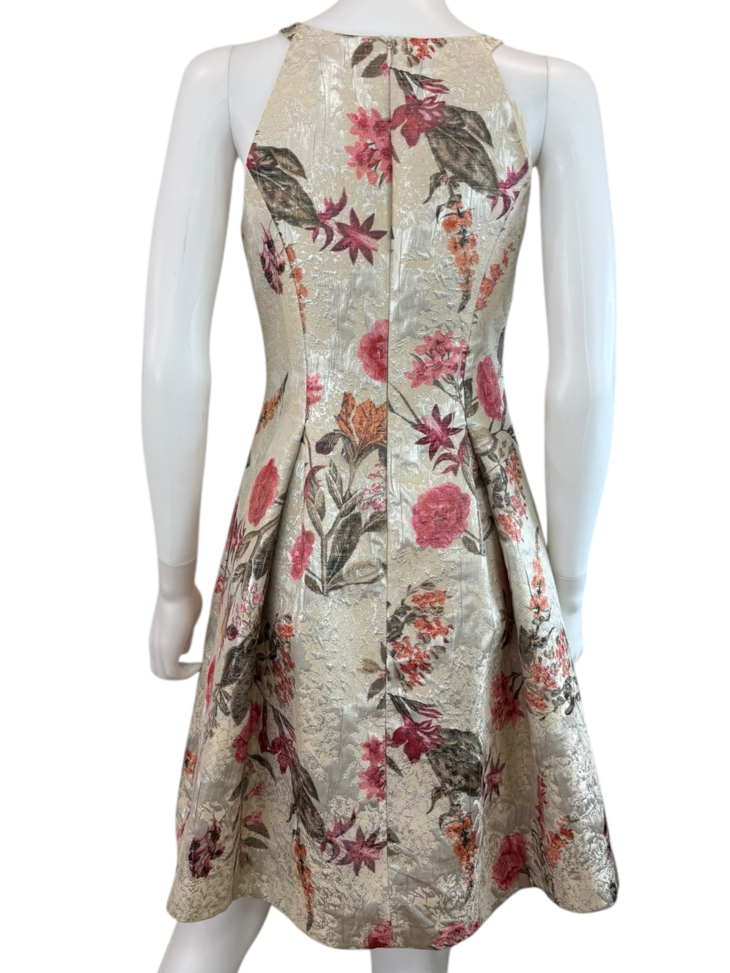 VINCE CAMUTO Metallic Floral Jacquard Mini Dress Size 4