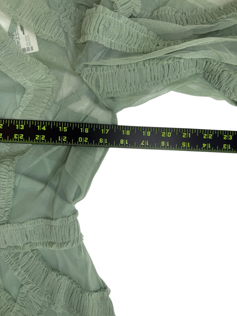 Mac Duggal Green Ruffle Tiered Midi Dress Size 8