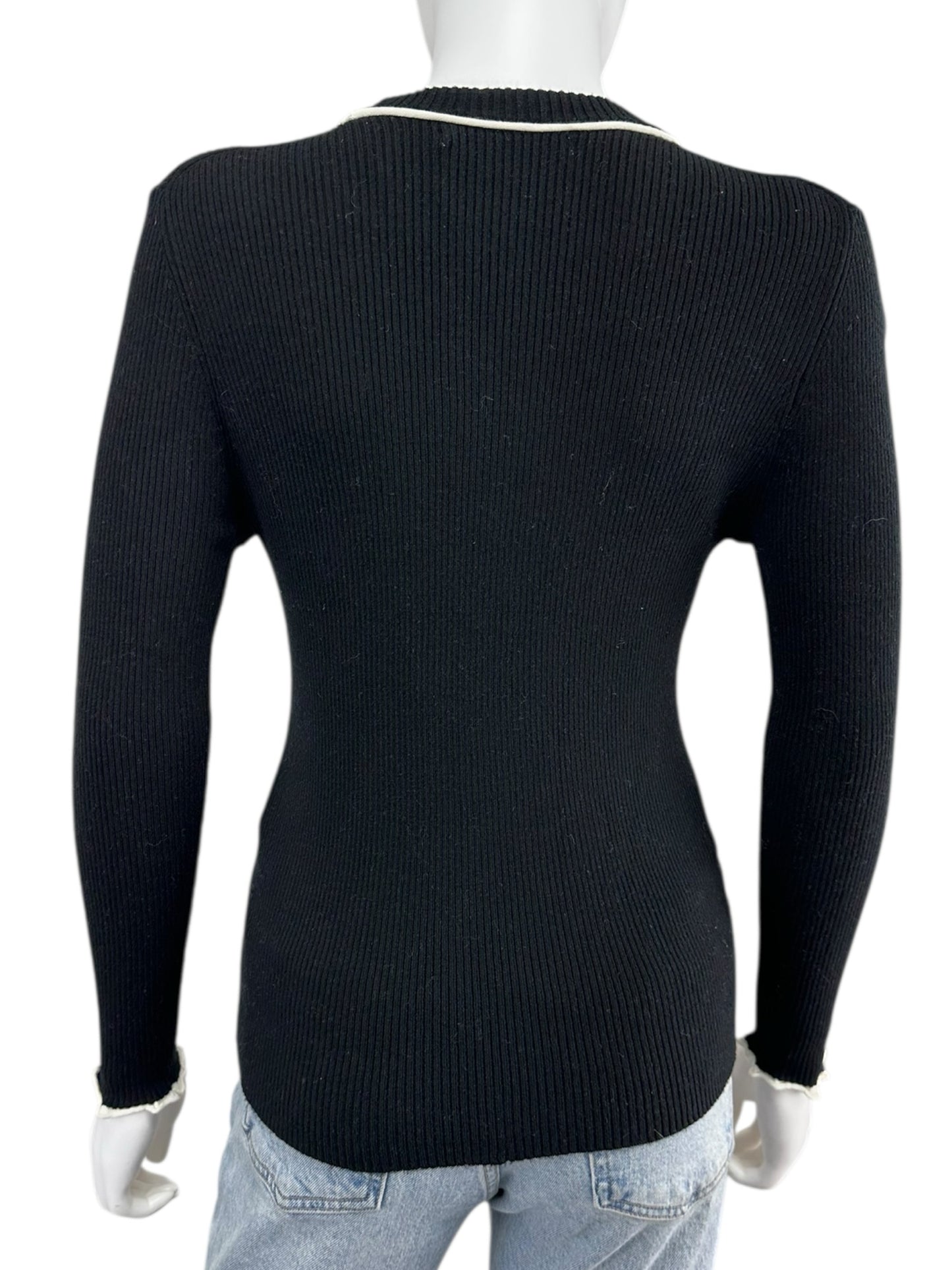 one grey day Black Ribbed Sweater Size S