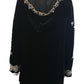 Johnny Was Black Velvet Embroidered 2 PC Knit Set Size M