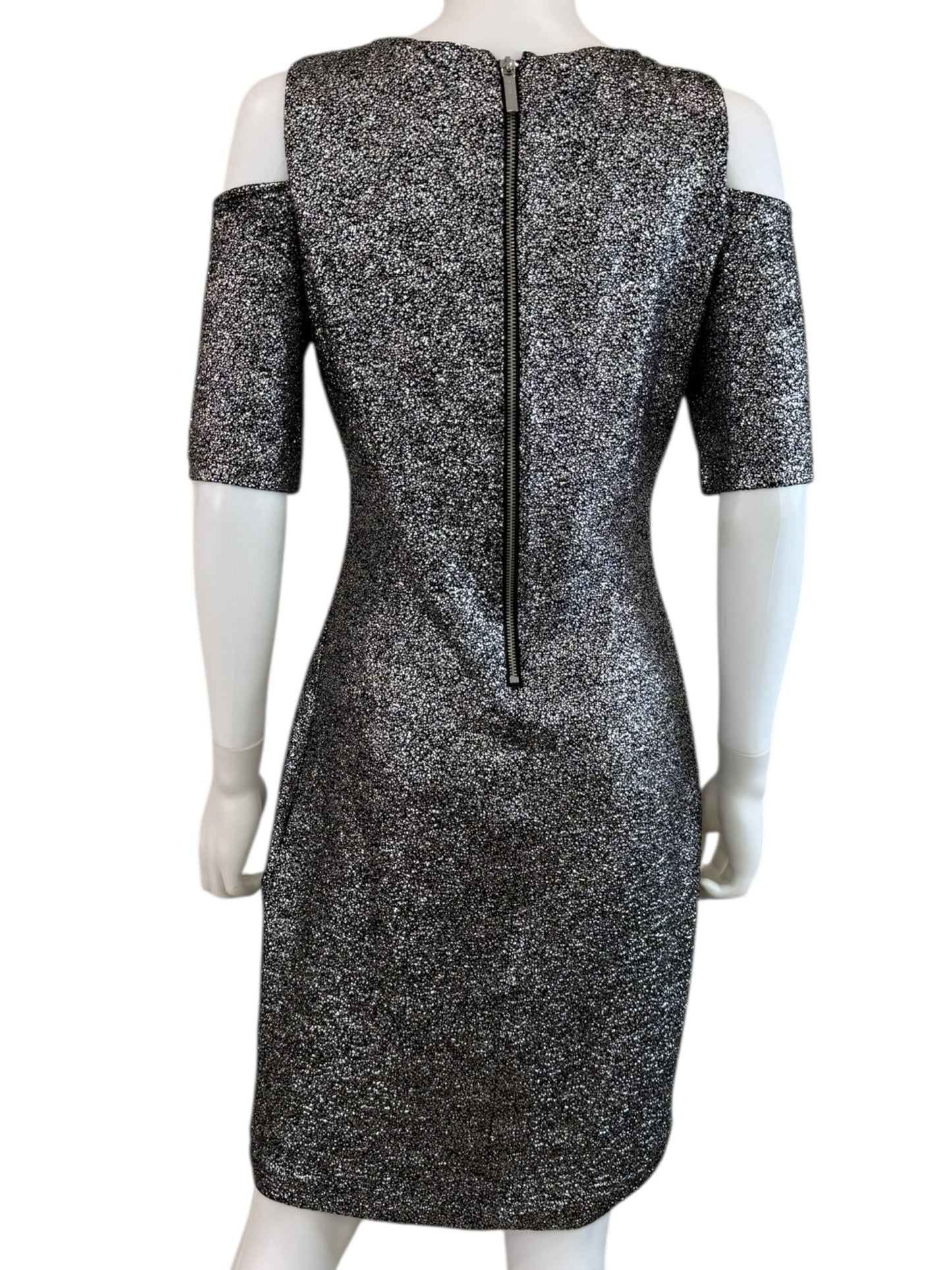 MICHAEL Michael Kors Black Foil Cold Shoulder Dress Size S