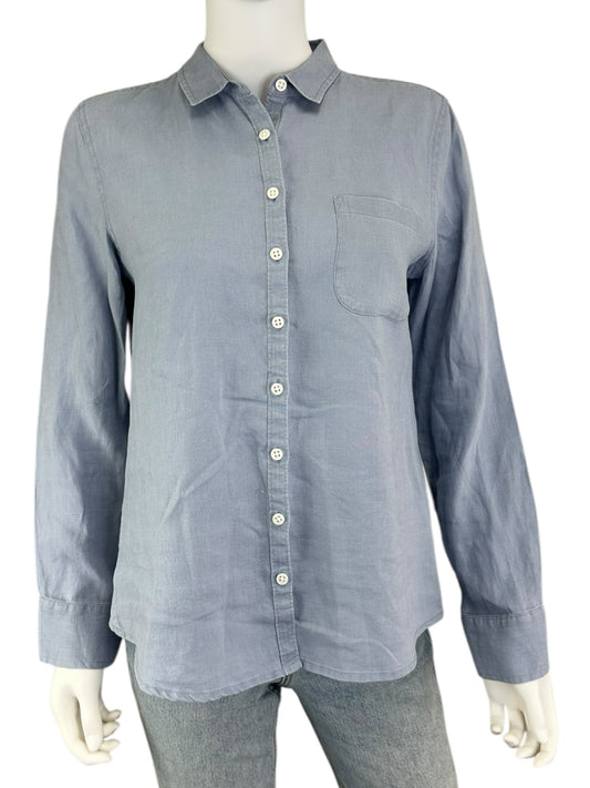 NOT MONDAY Blue Linen Button-Down Shirt Size S