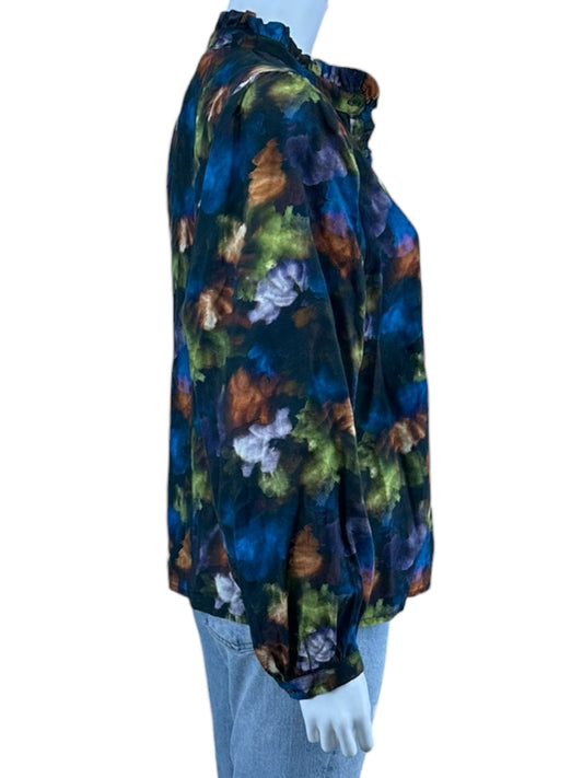 LILLA P 100% Cotton Watercolor Button-Down Shirt Size S