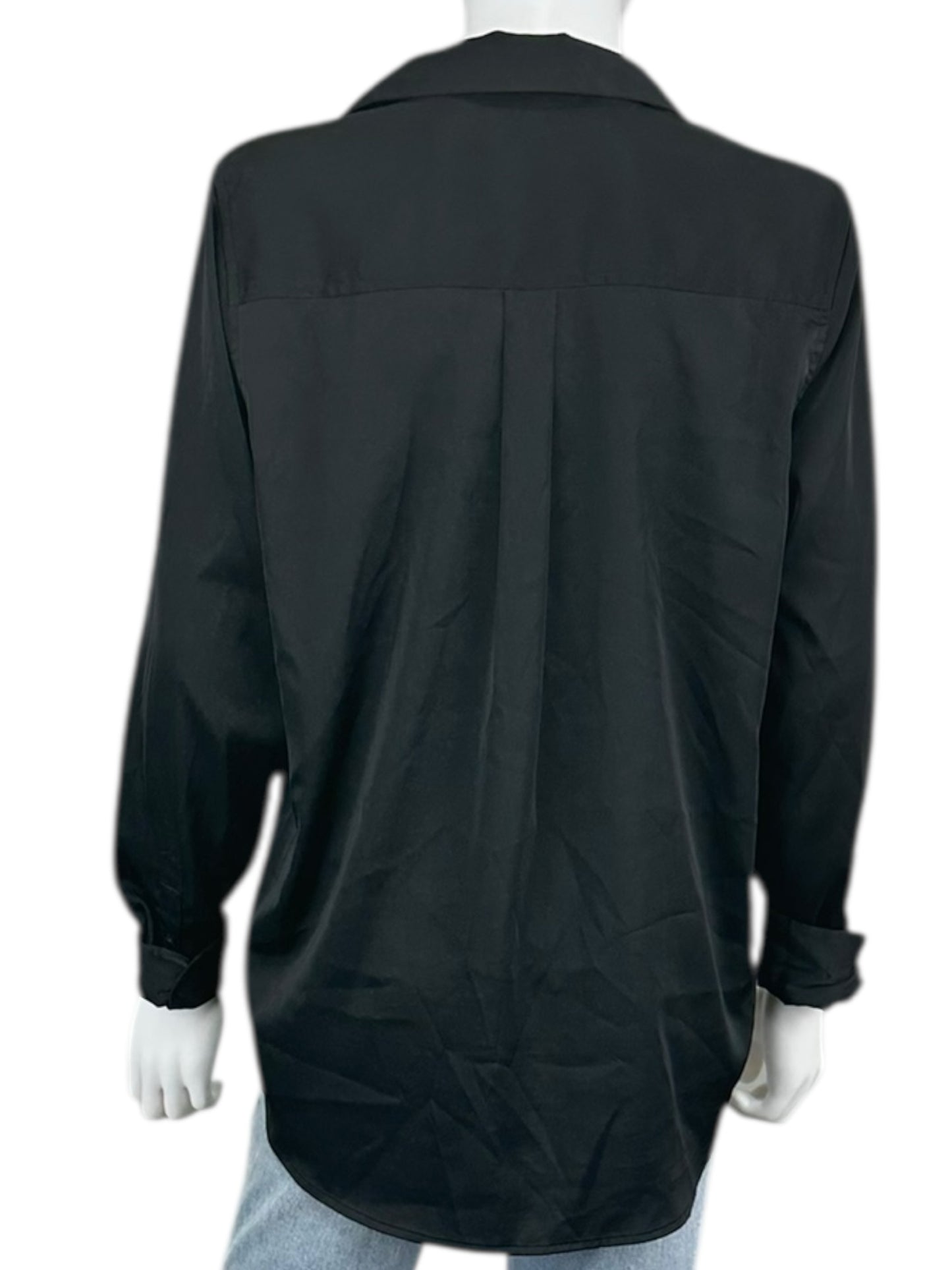 EQUIPMENT Black Satin Button-Down Shirt Size S