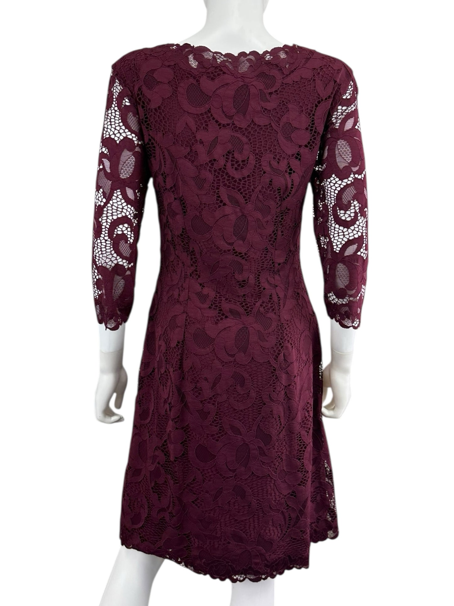 Josie Natori Purple Floral Lace Cocktail Dress Size 8
