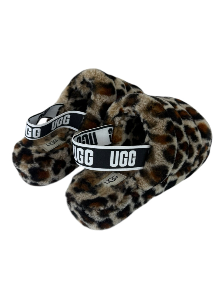 UGG Fluff Yeah Leopard Slides Size 9