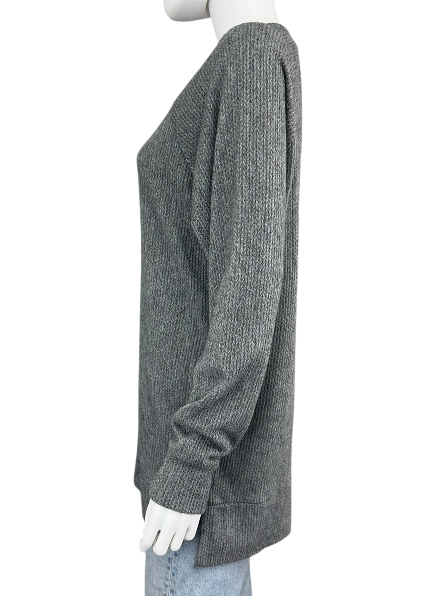 bobi NWT Grey Zipside Crewneck Knit Top Size S