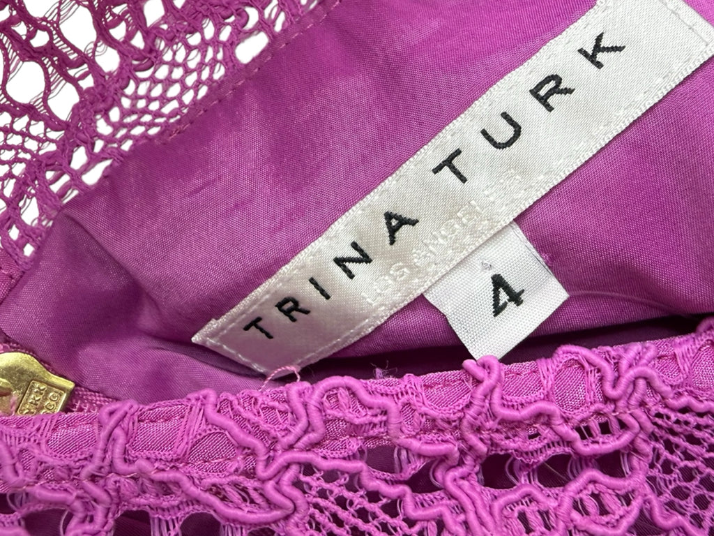 TRINA TURK Purple Mai Tai Lace Cocktail Dress Size 4