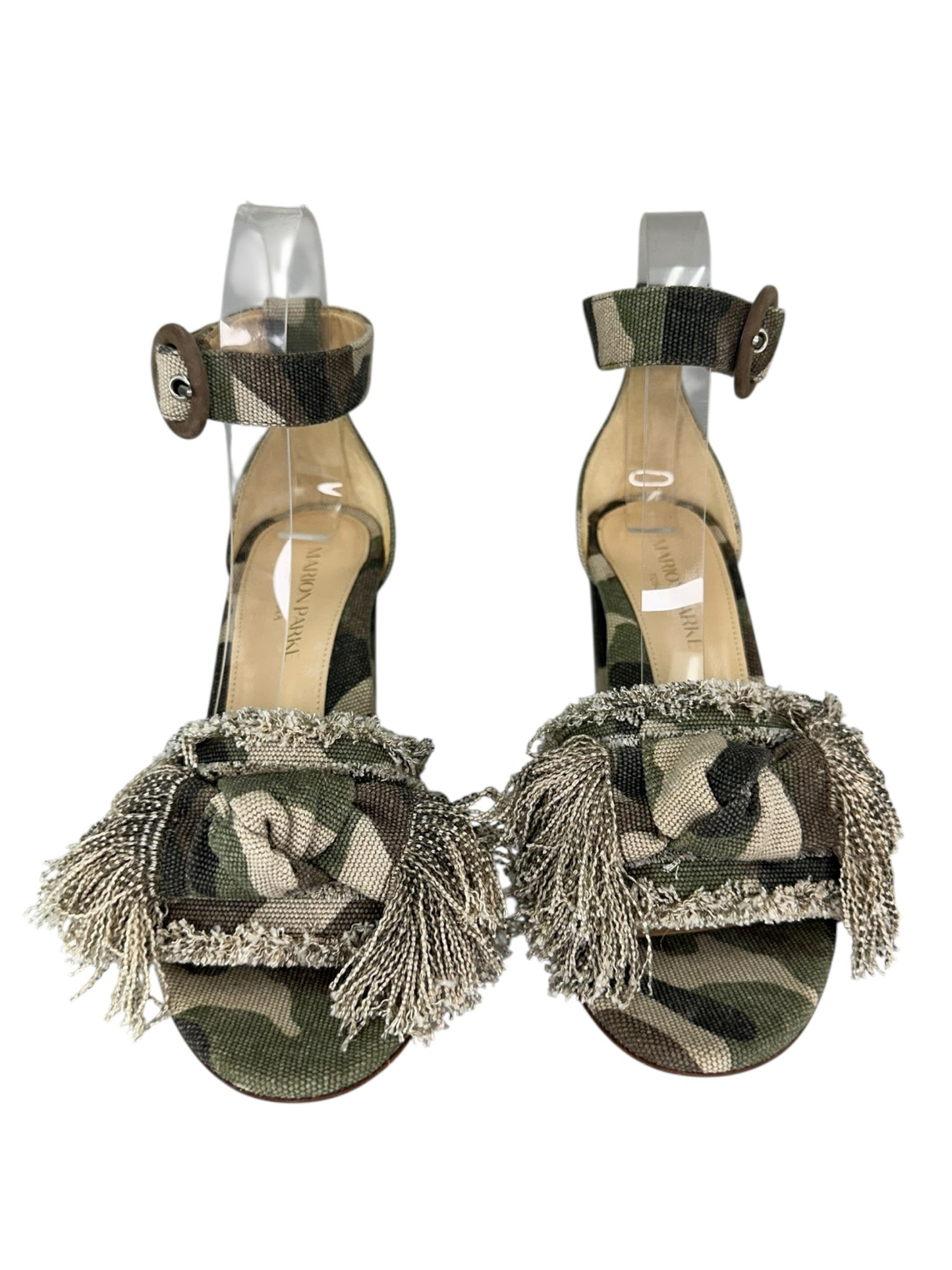 MARION PARKE Green Camouflage Print Sandals Size 37