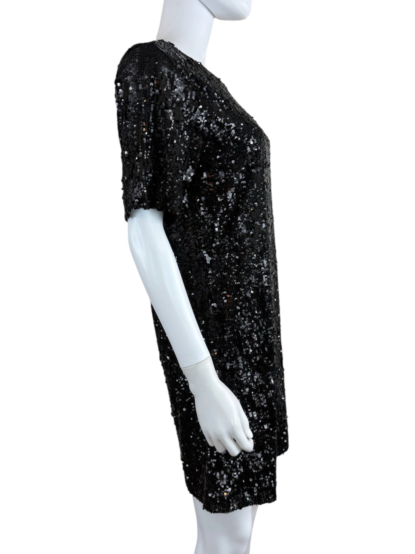 the drop NWT Black Sequined Mini Cocktail Dress Size M