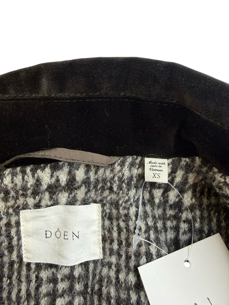 DOEN 100% Virgil Wool Houndstooth Check Dover Coat Size XS