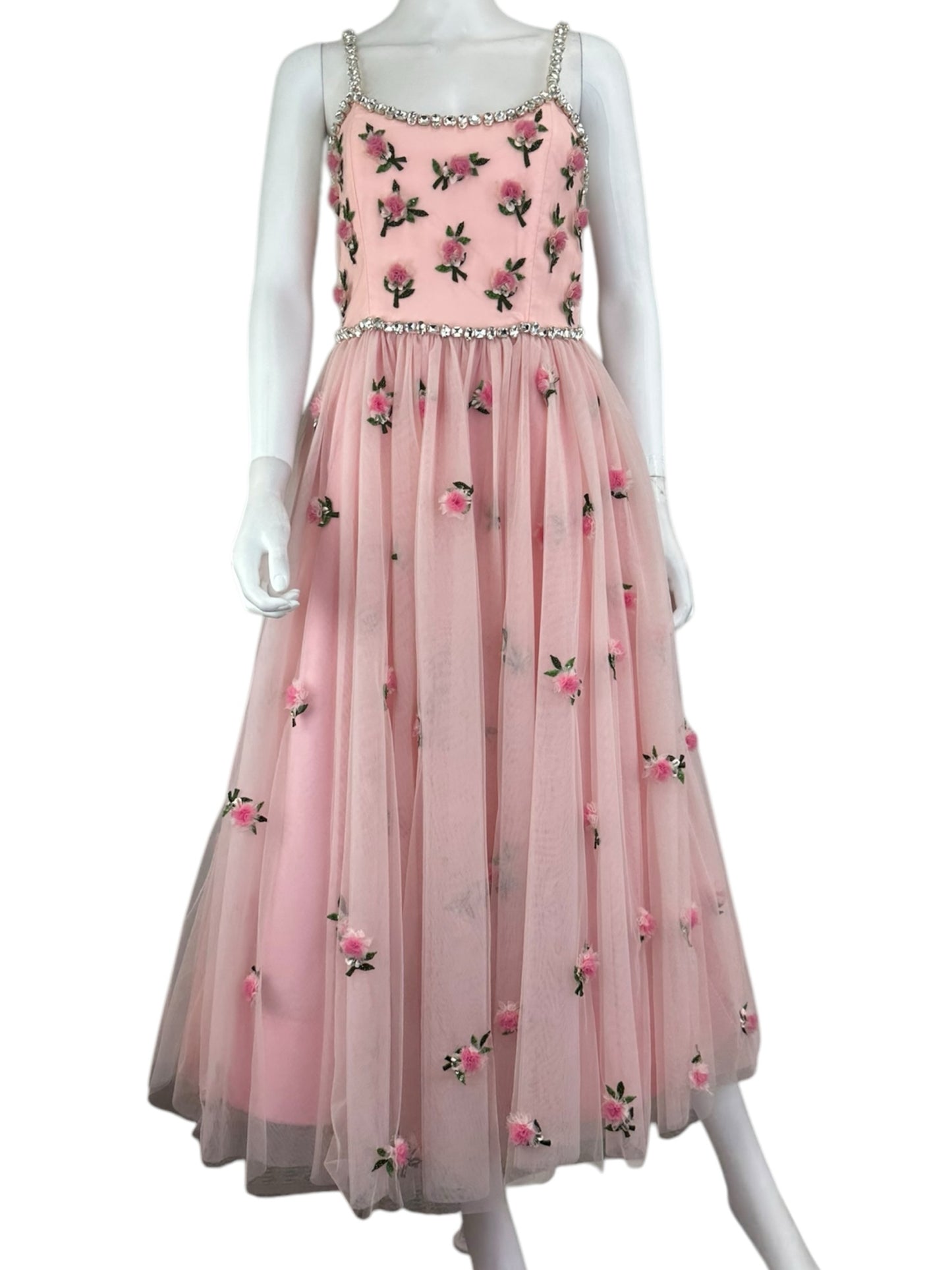 alice & olivia NWT Pink Rosette Maxi Dress Size 4