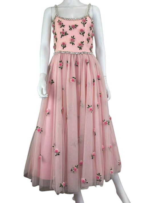 alice & olivia NWT Pink Rosette Maxi Dress Size 4