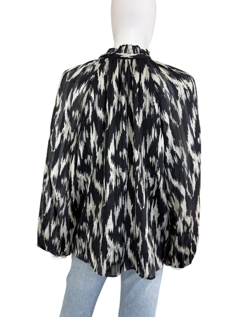 joie Black Burnout Print Blouse Size M