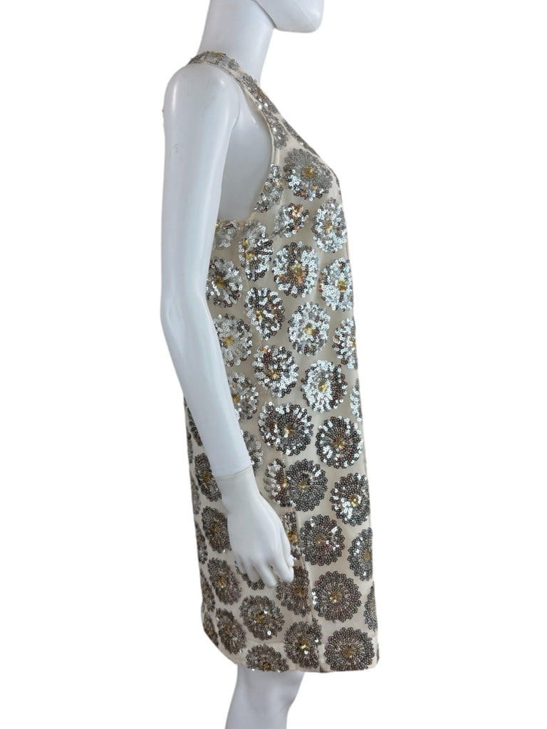 TRINA TURK NWT Cream Sequined Johana Shift Dress Size M
