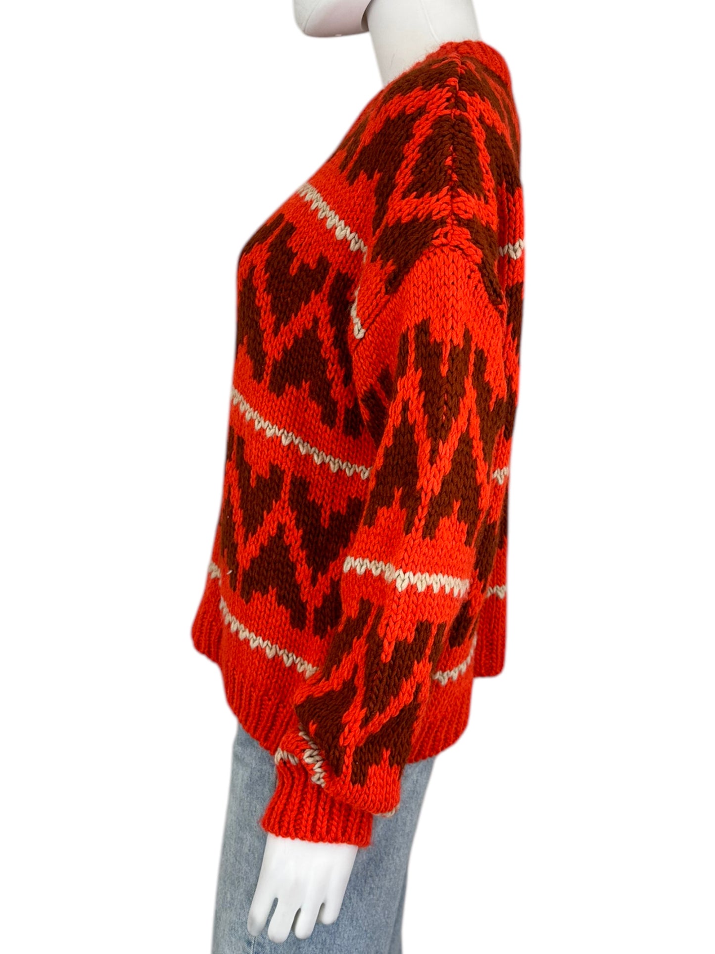 the great. Red Folk Wool Knit Sweater Size 1