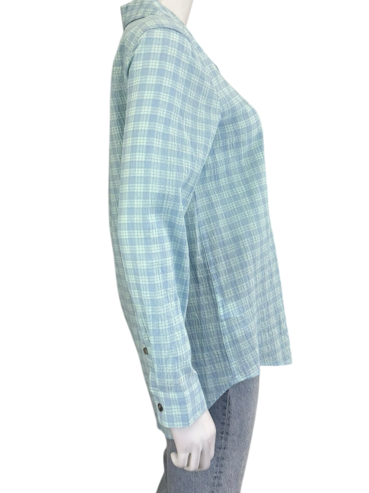 Eddie Bauer NWT Teal Plaid Button-Down Shirt Size M
