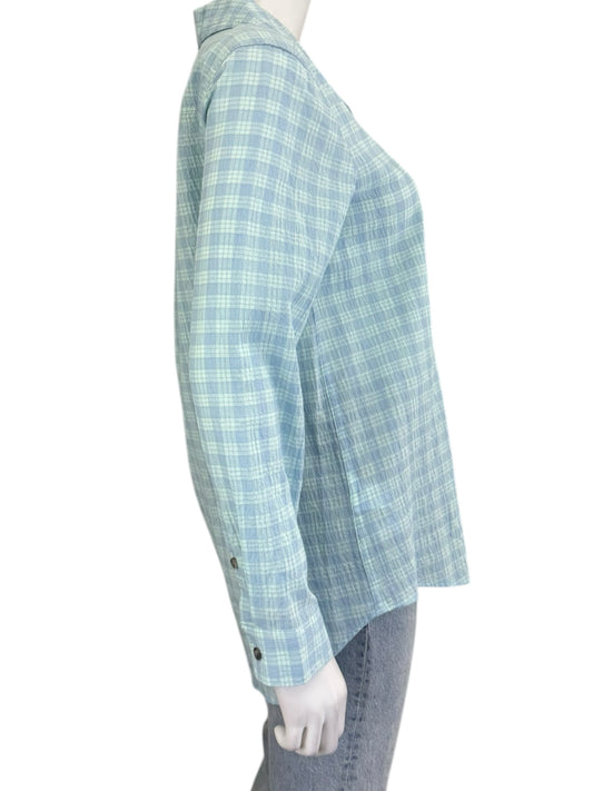 Eddie Bauer NWT Teal Plaid Button-Down Shirt Size M