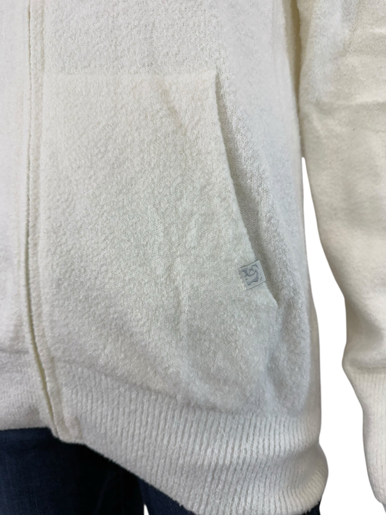 Kashwere Cream Hooded Zip Front Jacket Size S