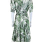 ALEX MARIE Green Palm Print Midi Dress Size L