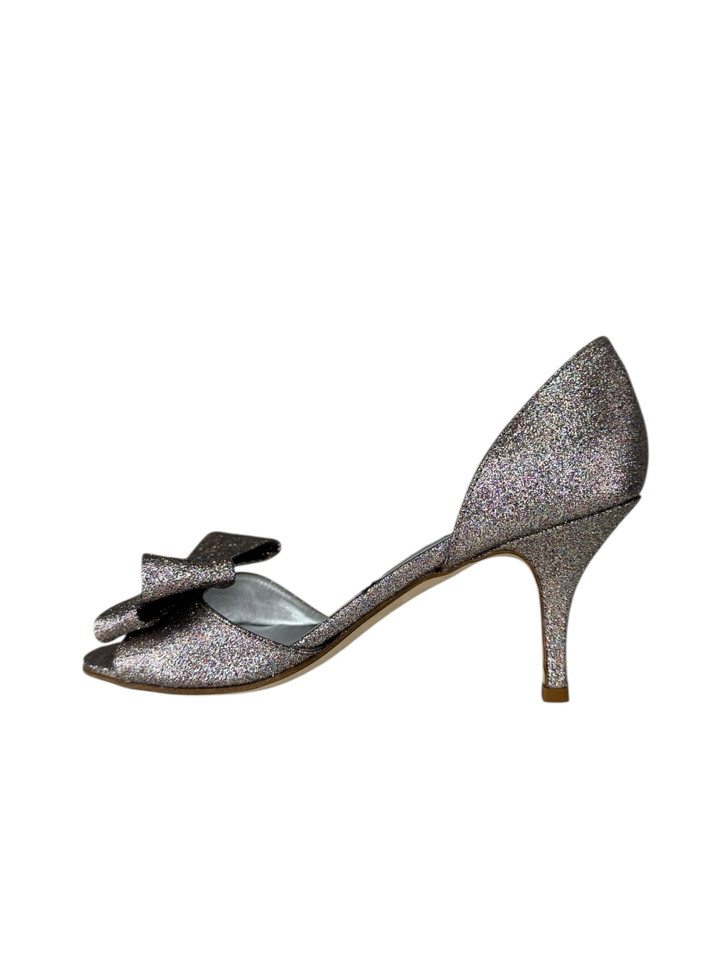 Butter Rose Glitter Bow Cassidy D'Orsay Heels Size 7.5