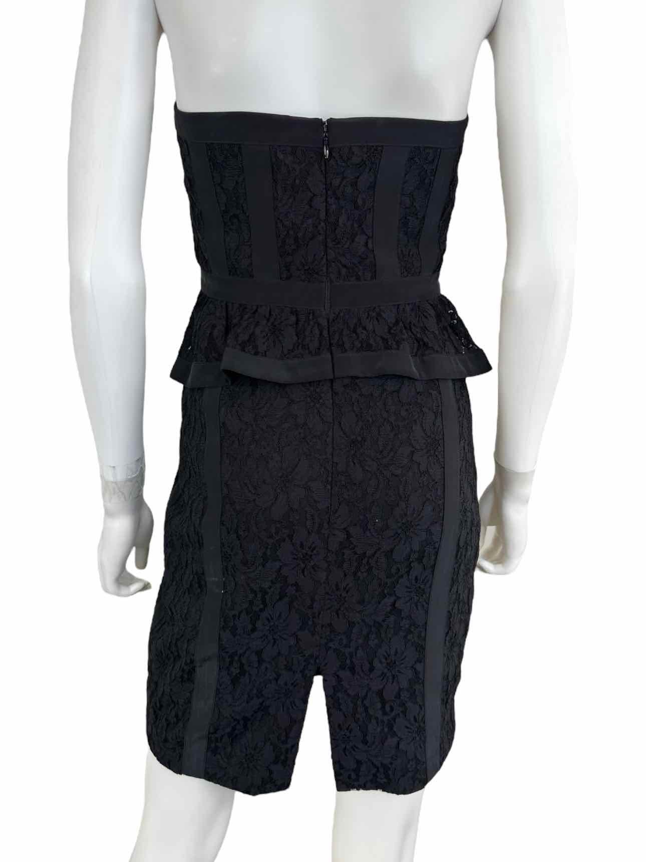 BETSEY JOHNSON Black Lace Strapless Cocktail Dress Size 2