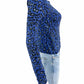 Harolds Cashmere Blue Leopard Print Cardigan Size S