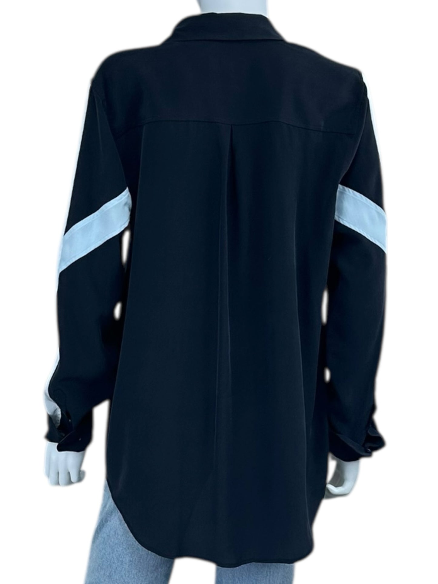 EQUIPMENT Black Colorblock Silk Button-down Shirt Size L