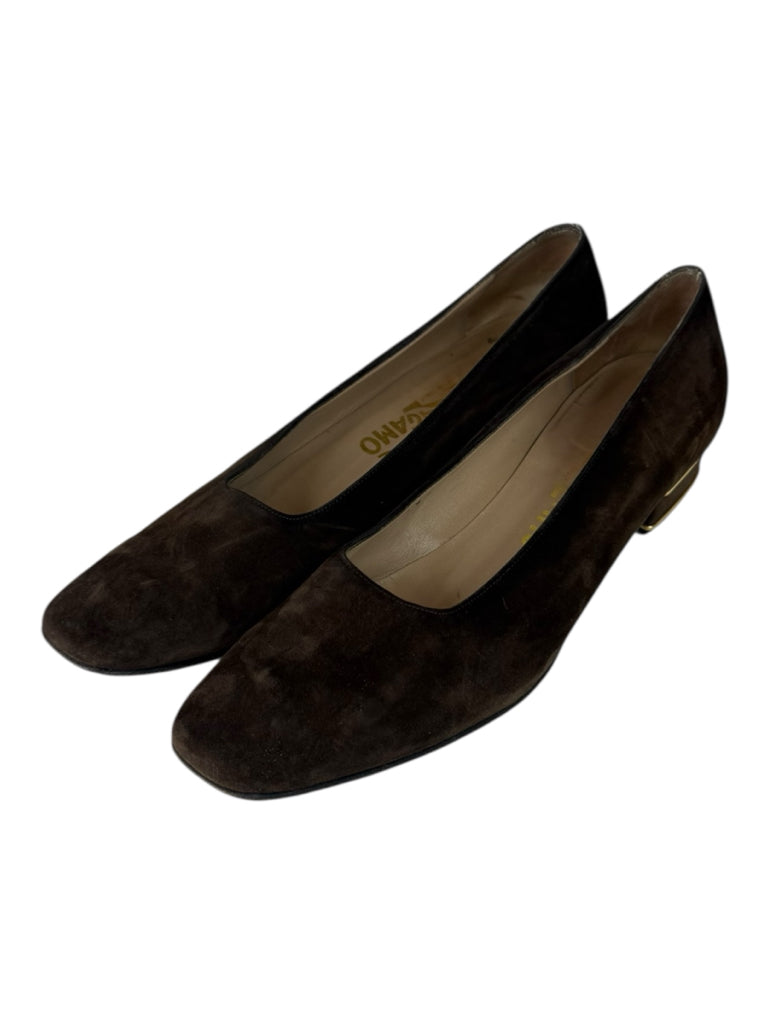 Salvatore Ferragamo Brown Suede Florence Pumps Size 9.5