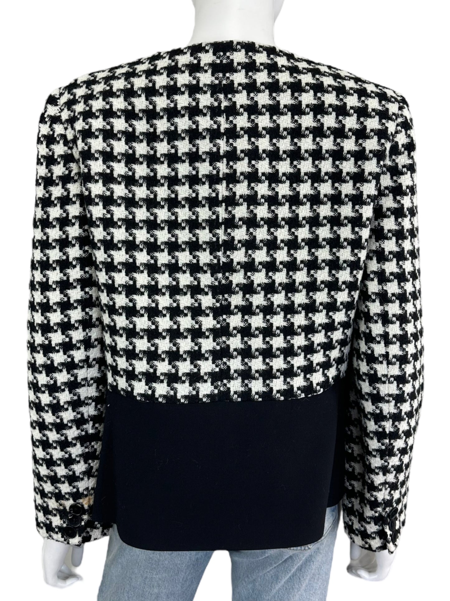 Talbots Black Wool Blend Houndstooth Jacket Size 12