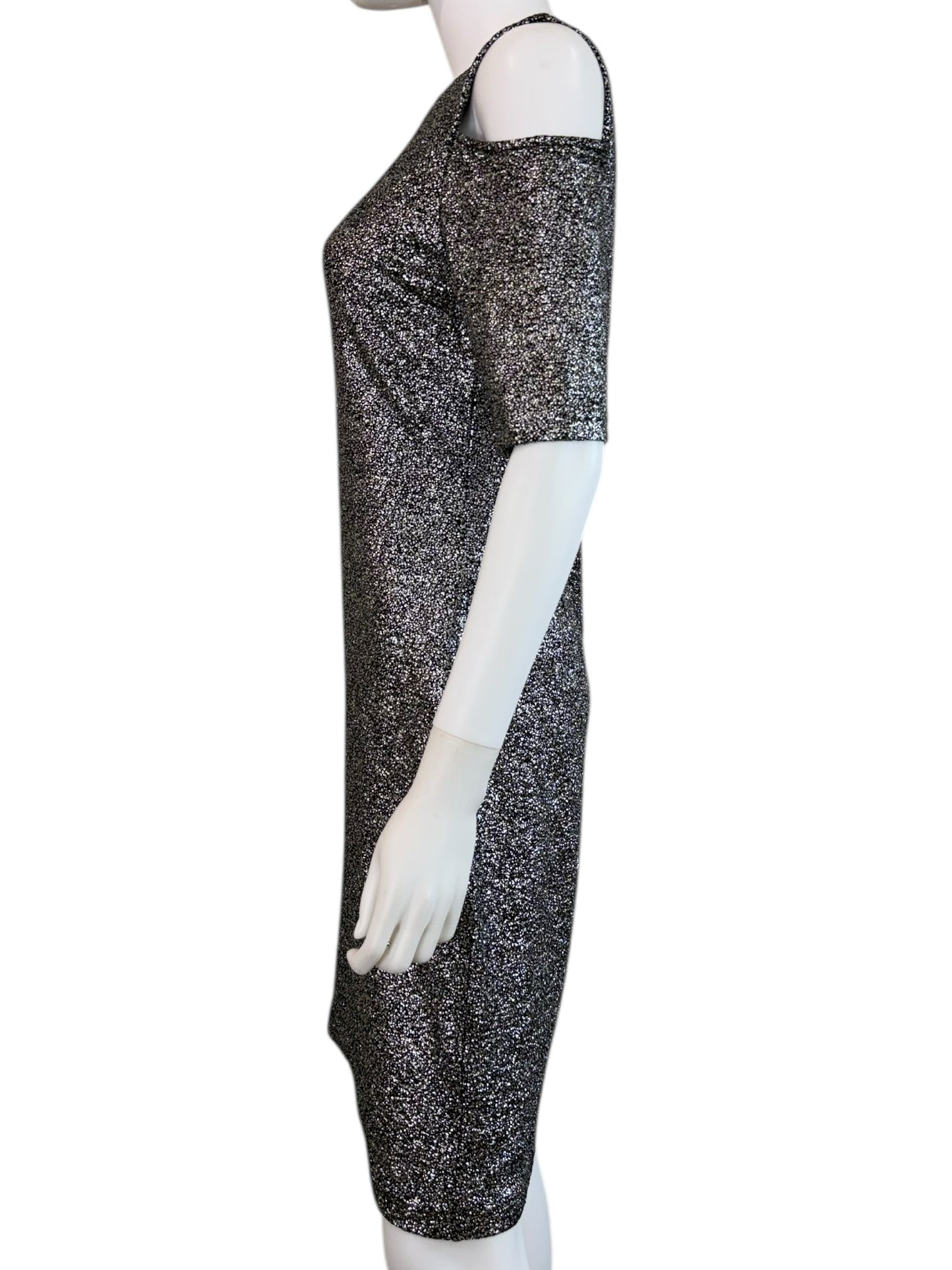 MICHAEL Michael Kors Black Foil Cold Shoulder Dress Size S