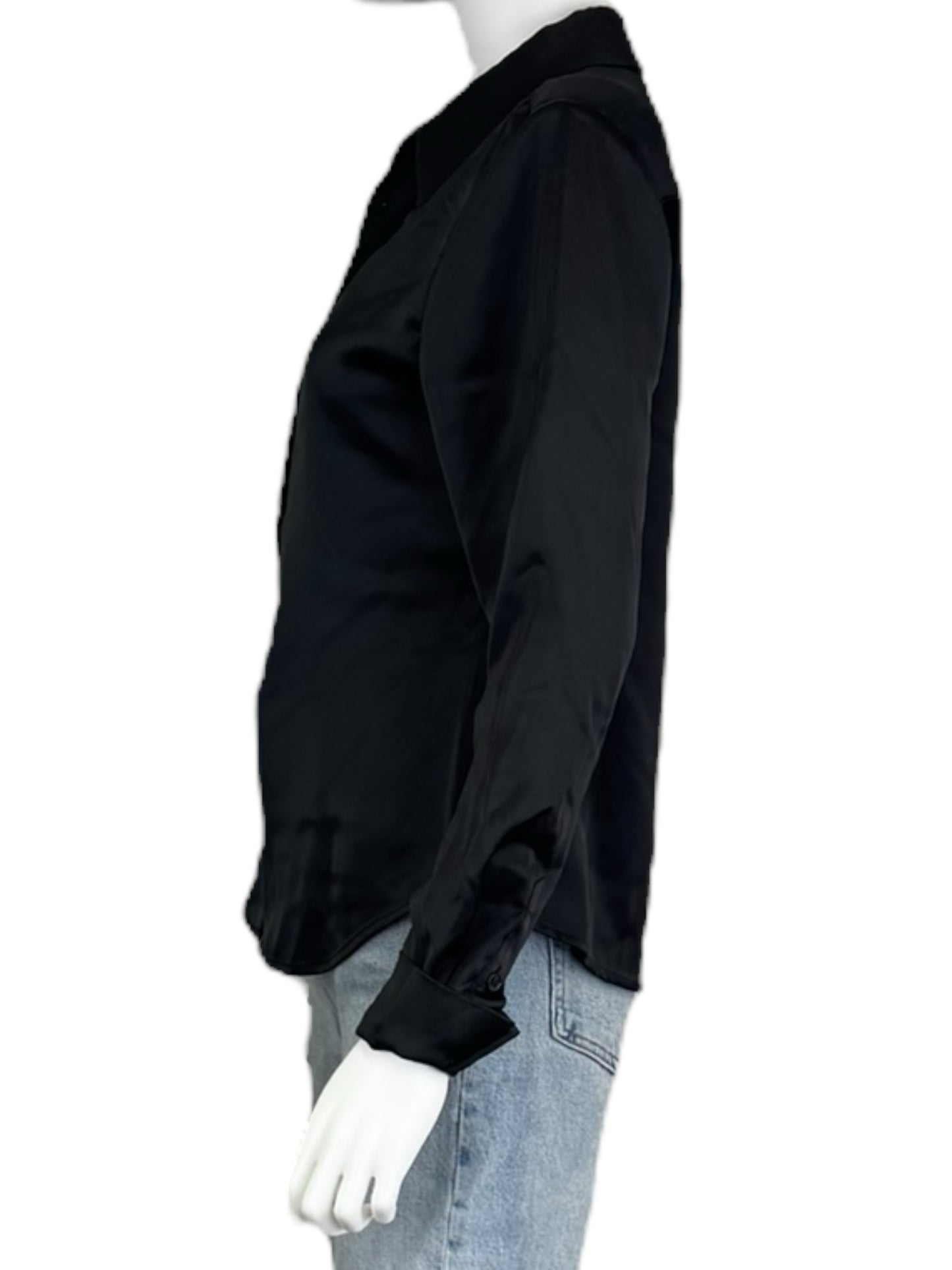 STEVE MADDEN NWT Black Satin ASA Button-down Size S