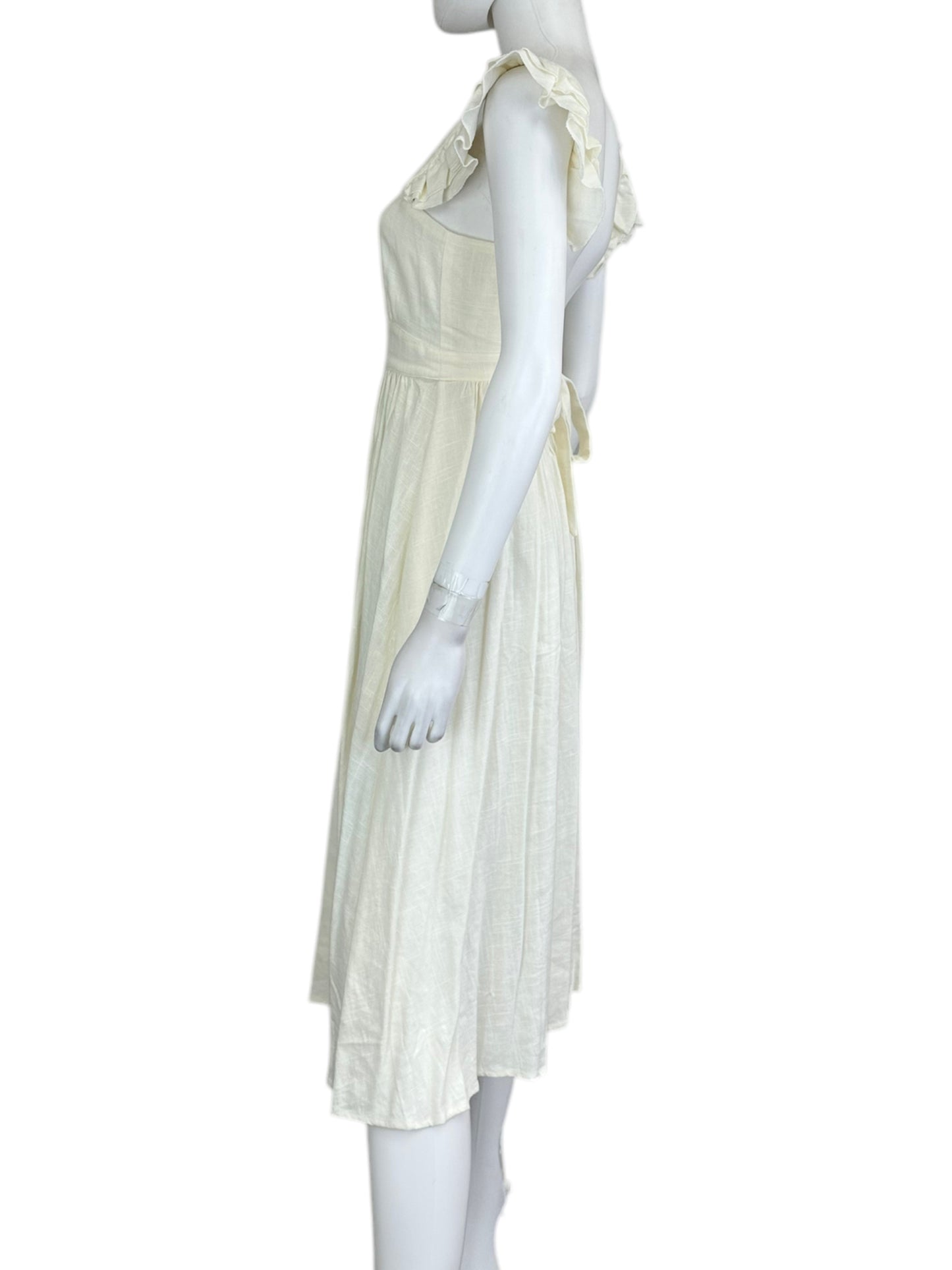 Spell Size Cream Ruffle Midi Dress Size XS