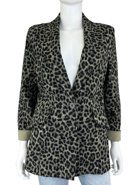 cabi Gray Leopard Blazer Size 8