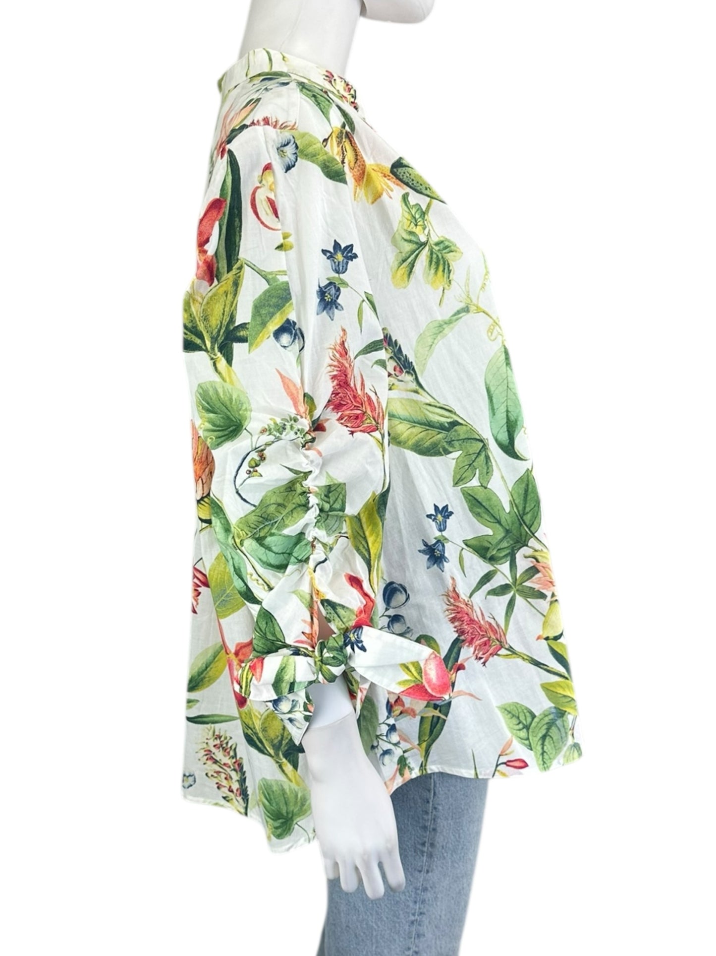 Chicos White Tropical Button Down Size XL