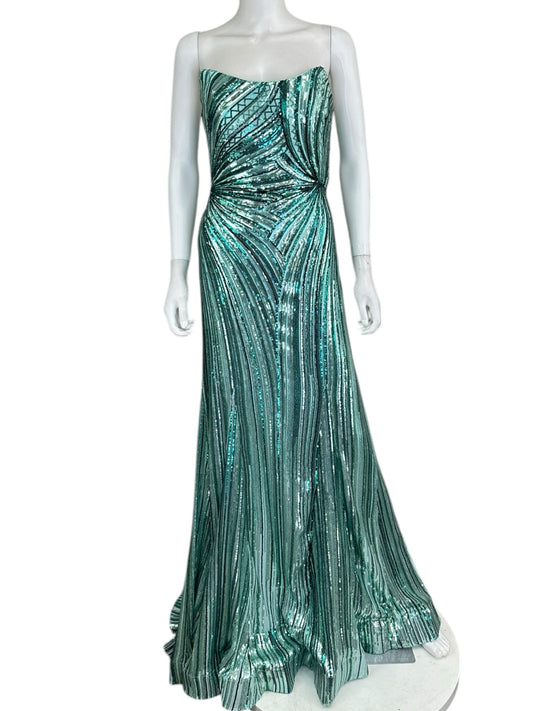 Jovani Teal Sequin Long Formal Dress NWT Size 4
