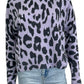 SKULL CASHMERE 100% Purple Leopard Print Story Size S