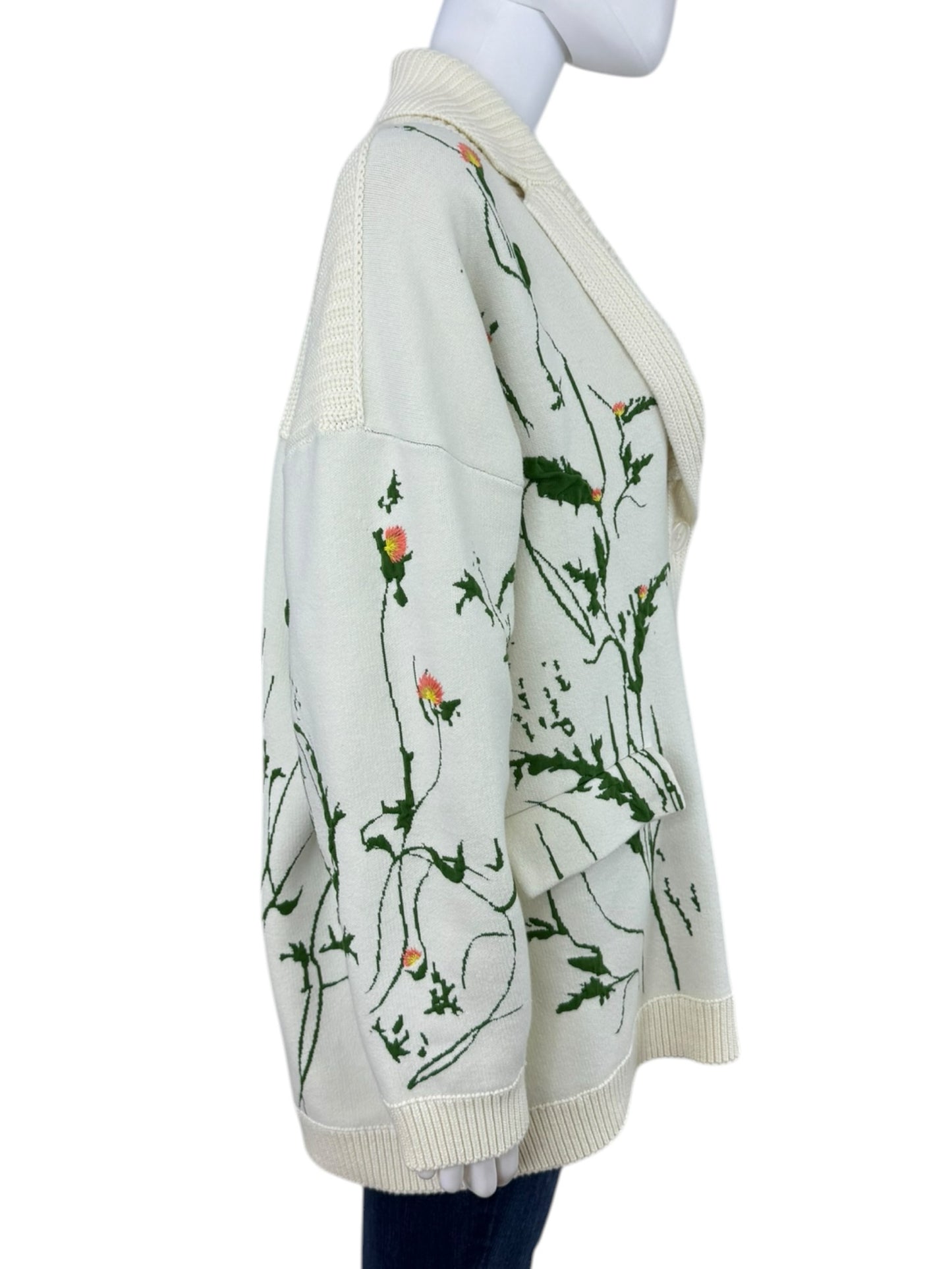 anthropologie Floral Open Front Cardigan Size S