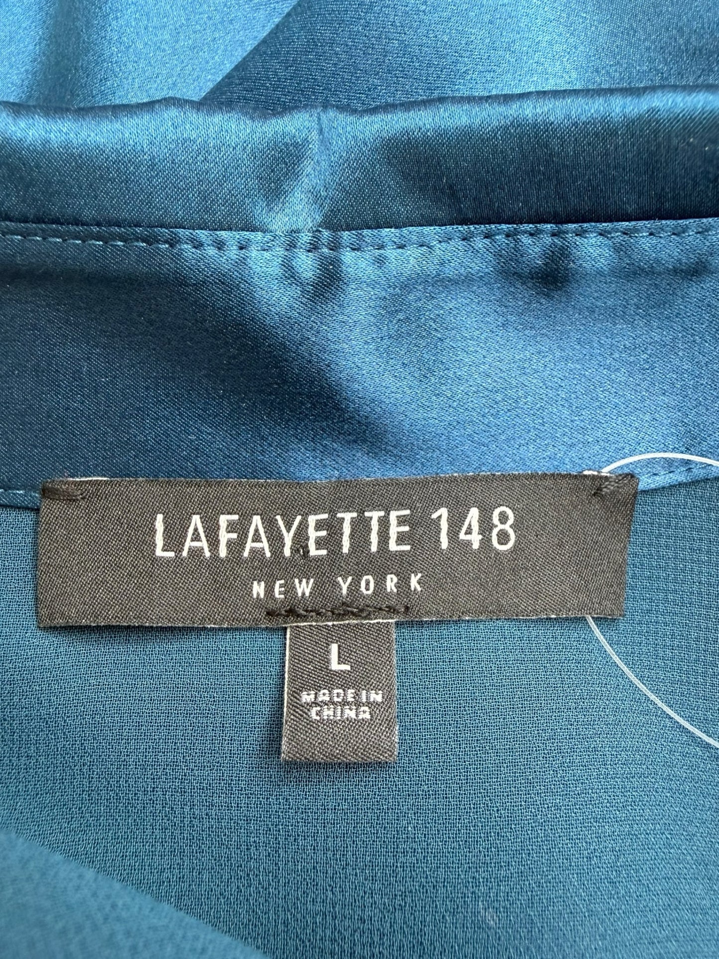 LAFAYETTE 148 NEW YORK Blue 100% Silk Button-Down Shirt Size L