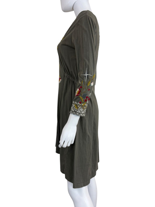 Johnny Was Green Anzia Embroidered Harlowe Dress Size XS