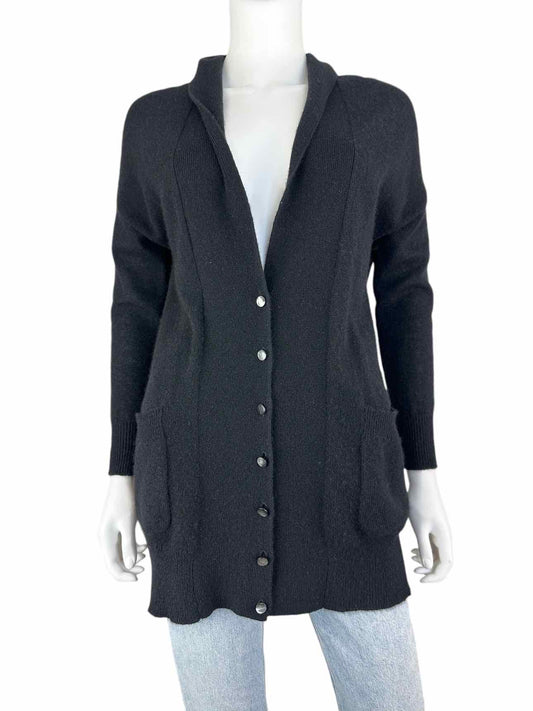 WHITE + WARREN Black Cashmere Cardigan Size S