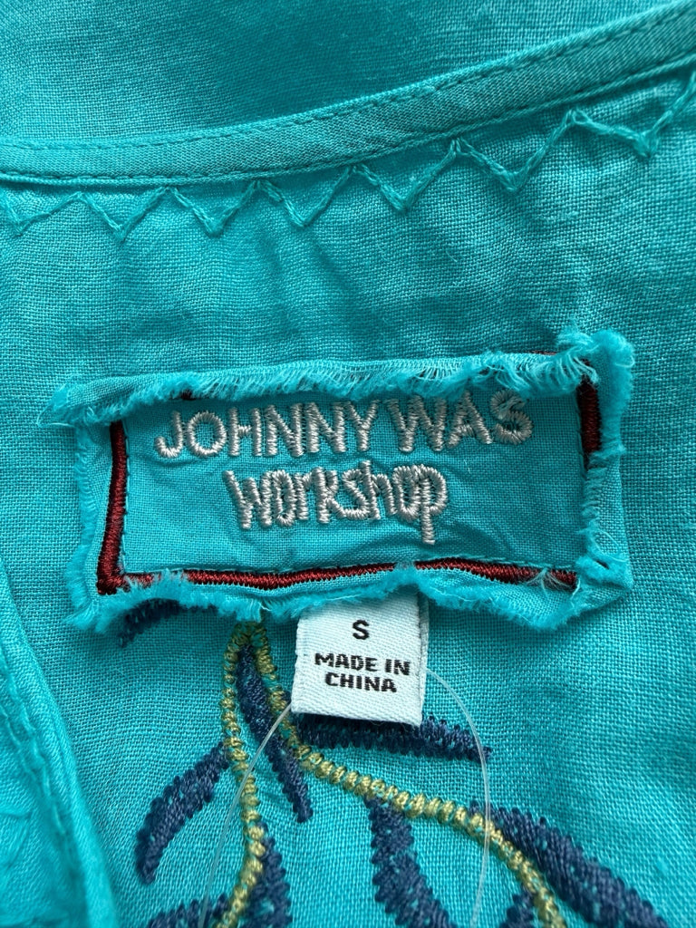 Johnny Was Aqua Embroidered Ocean Life Tunic Dress Size S