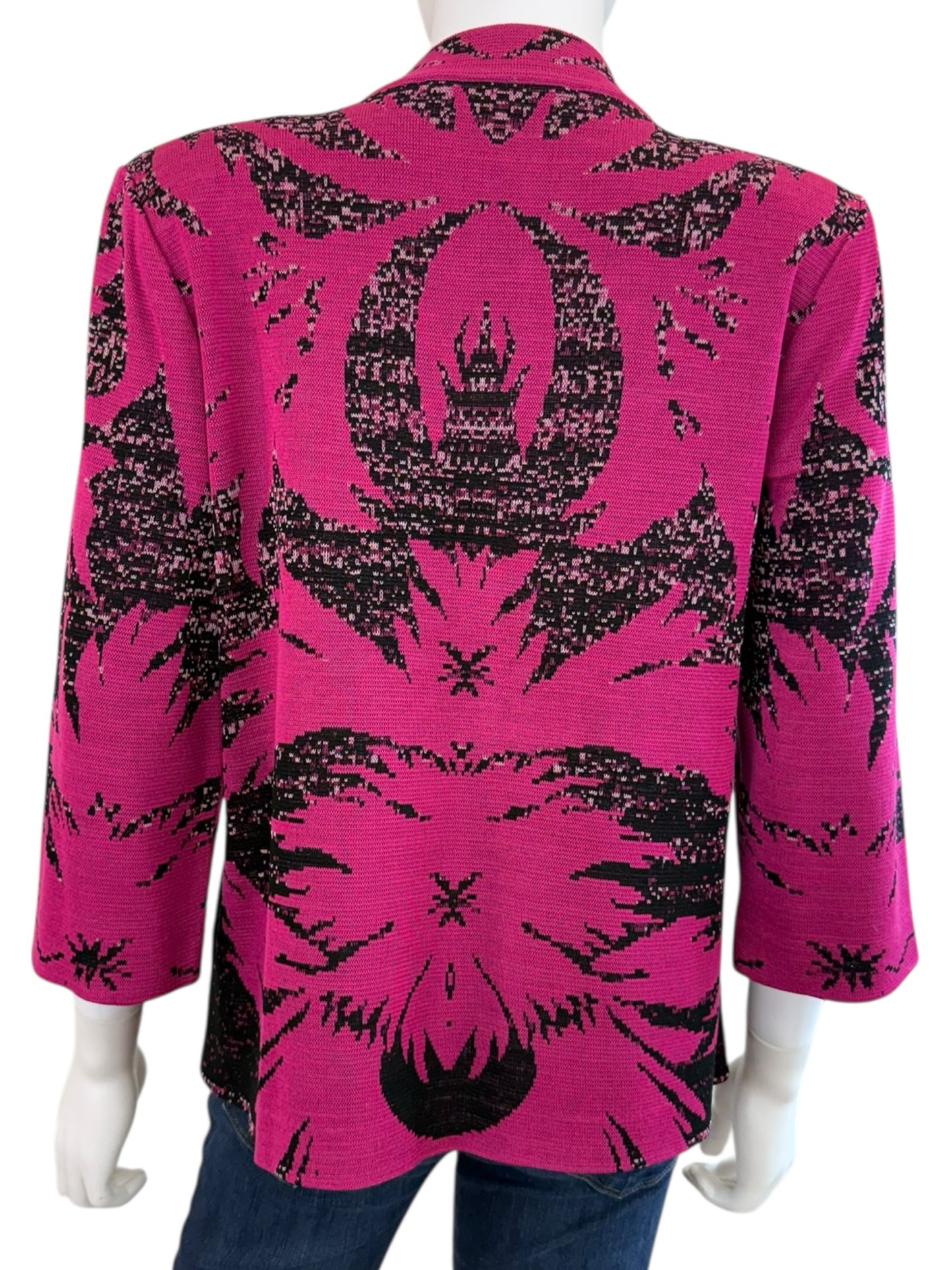 MING WANG Black And Pink Knit Jacket Size S