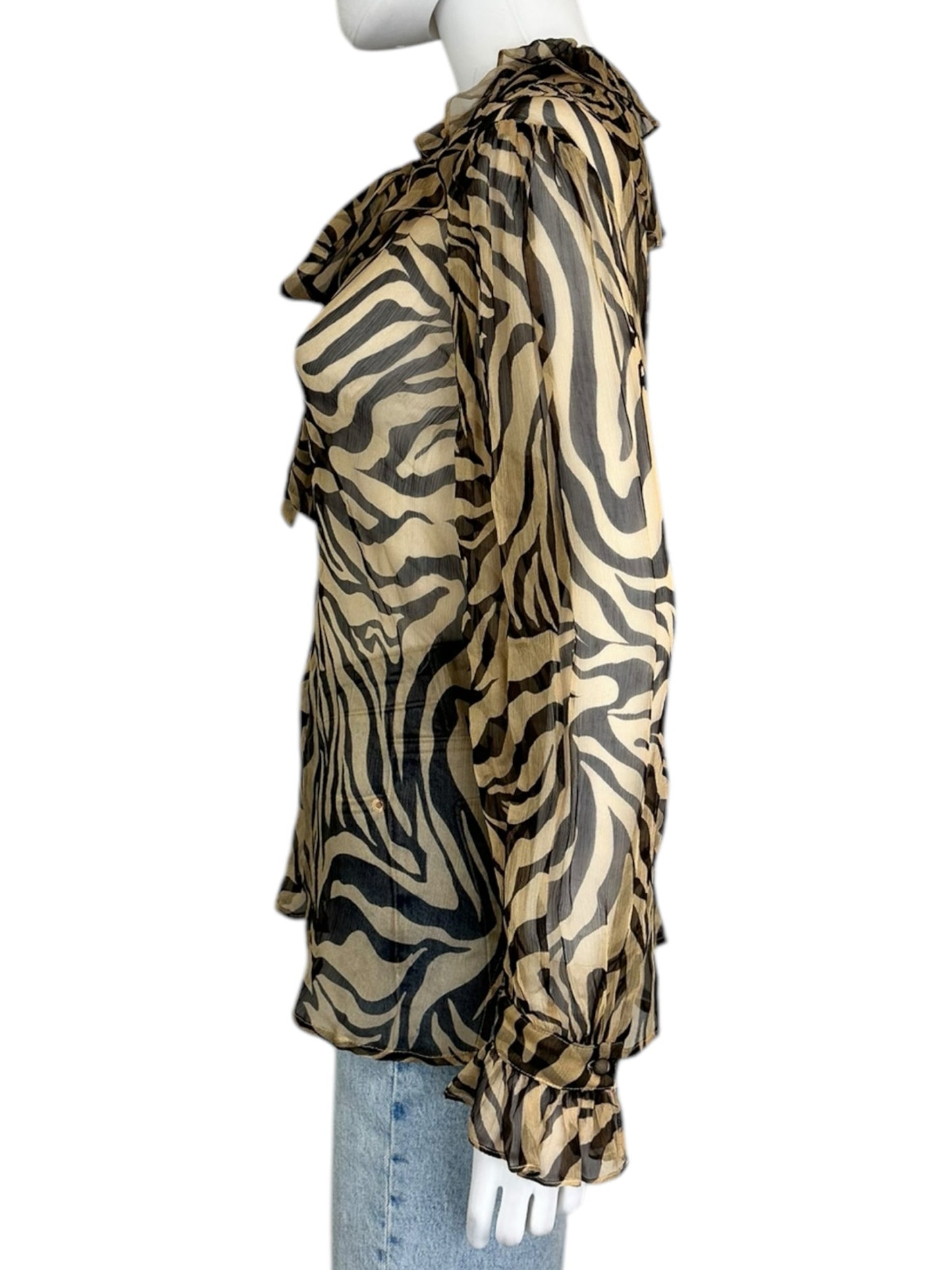 Johnny Was JADE Zebra Print Blouse Size M